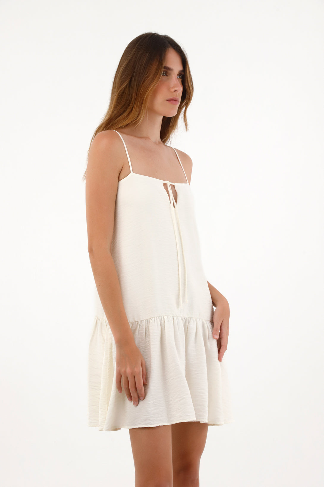 Women's Short Textured Dress in Off-White