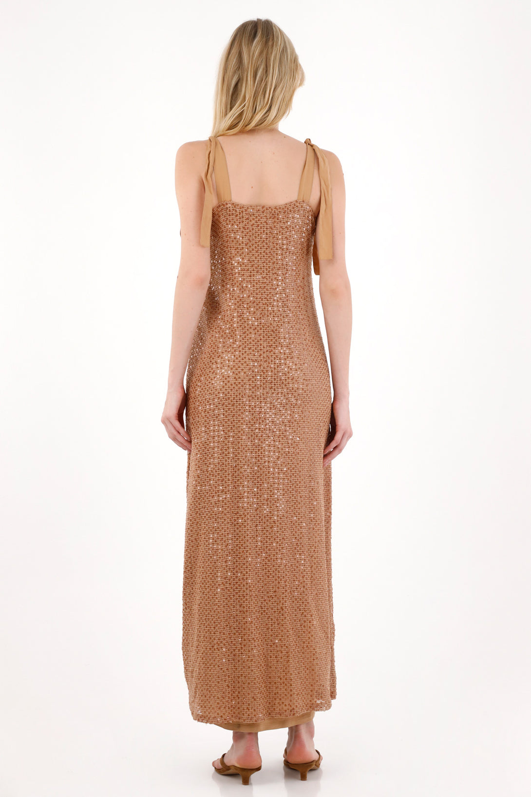 Long Dress with Brown Sequin Details for Women