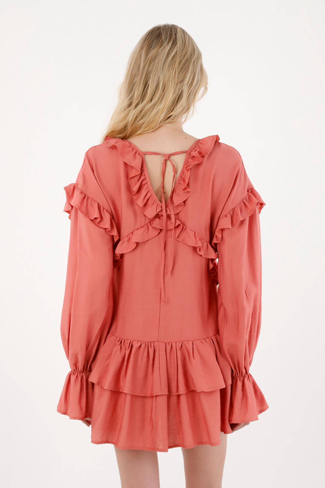 Women's Pink Short Dress with Ruffles
