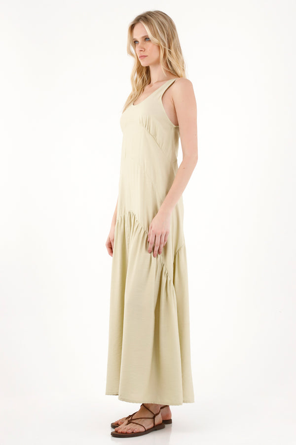 Long Sleeveless Green Dress for Women