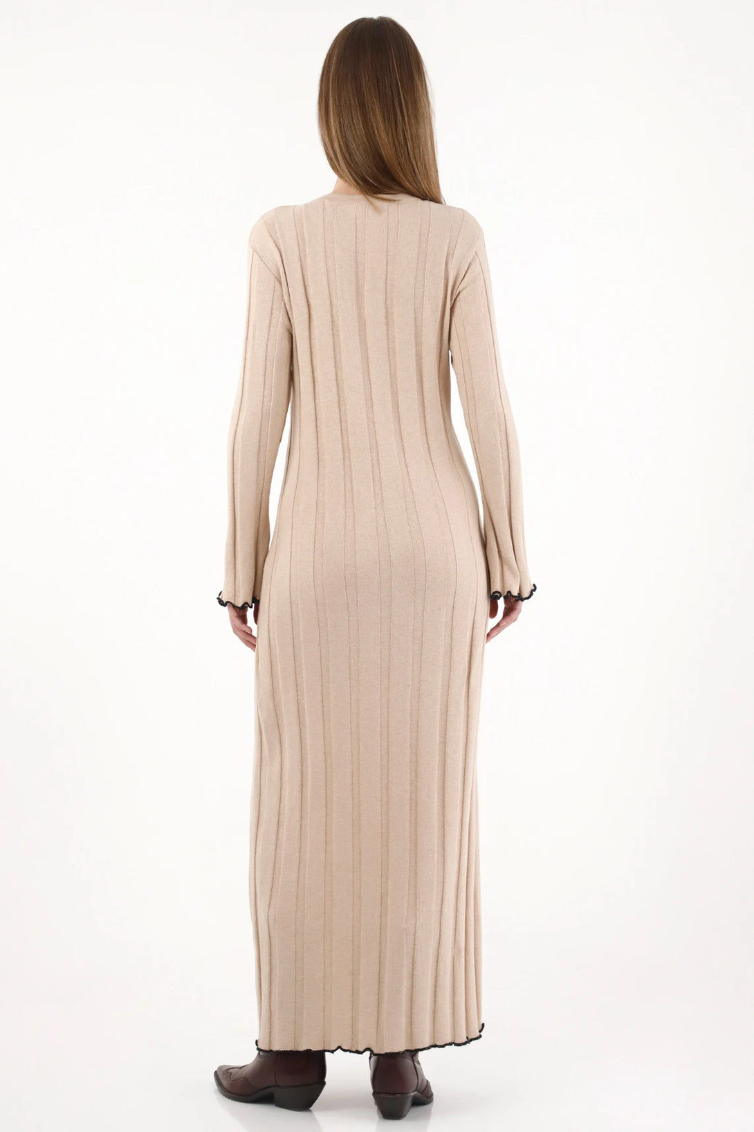 Vestido largo manga larga crudo para mujer