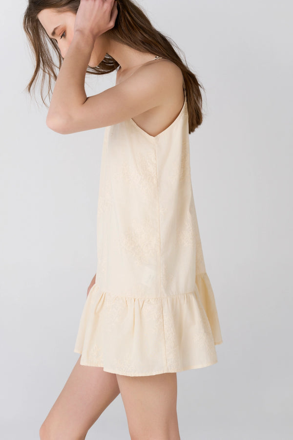 vintage beaded white dress Vintage White V-neck Spaghetti Straps Beaded Earrings Curled Hem Prom main image 1